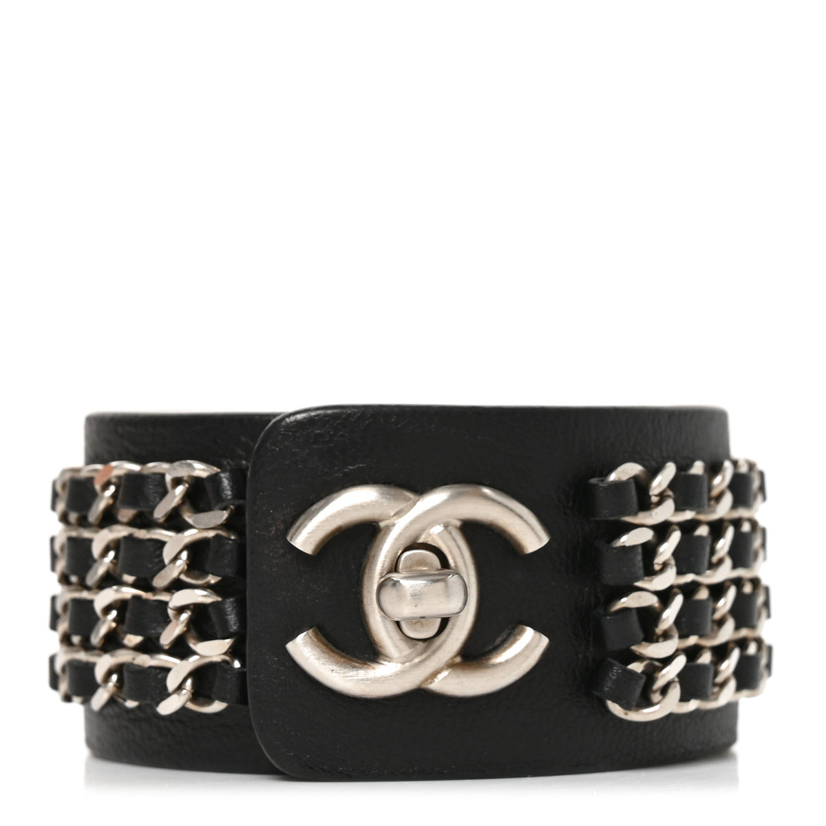 Chanel Lambskin CC Chain Turnlock Bracelet L Black 1 of 5