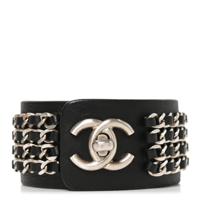 Chanel Lambskin CC Chain Turnlock Bracelet L Black 1 of 5