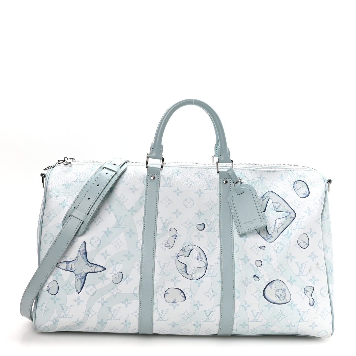Monogram Aquagarden Keepall Bandouliere 50 Crystal Blue