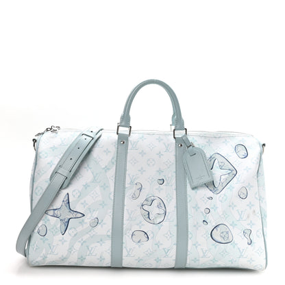 Louis Vuitton Monogram Aquagarden Keepall Bandouliere 50 Crystal Blue 1 of 9
