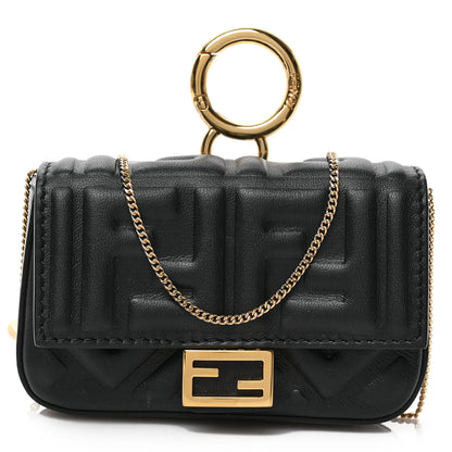Fendi Nappa Matisse FF Embossed Nano Baguette Charm Black 1 of 7
