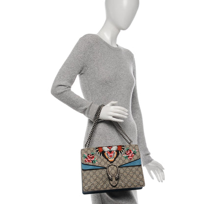 Gucci GG Supreme Monogram Angry Cat Embroidered Medium Dionysus Shoulder Bag Beige Ultramarine 2 of 7