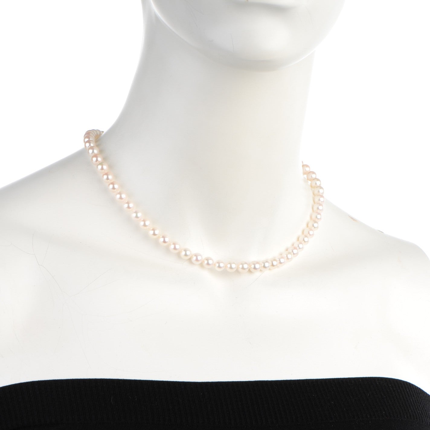 Tiffany 18K Yellow Gold 6.5mm Akoya Cultured Pearl Signature Necklace 2 of 5