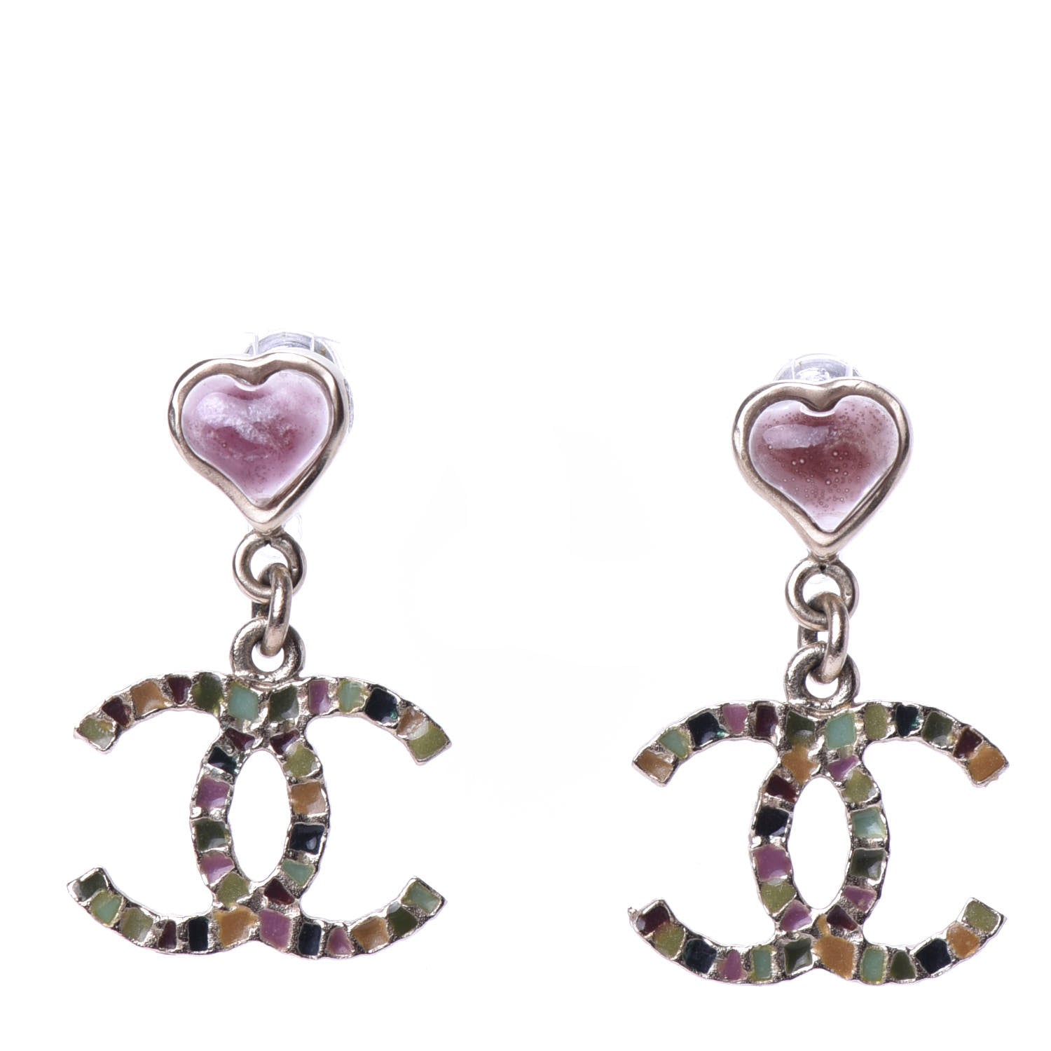 Chanel Enamel CC Drop Earrings Multicolor 1 of 4