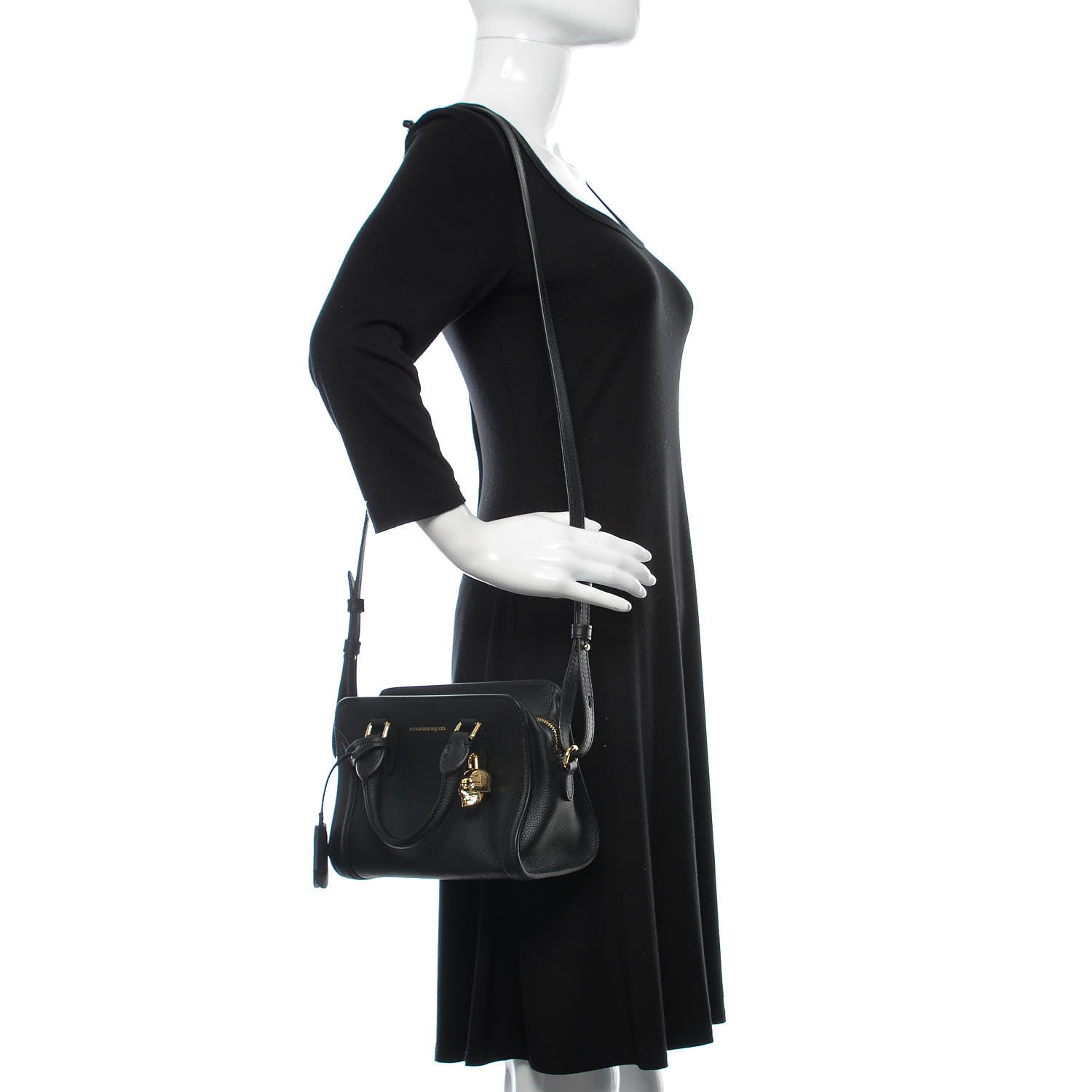 Alexander McQueen Pebbled Calfskin Mini Padlock Tote Black 2 of 9
