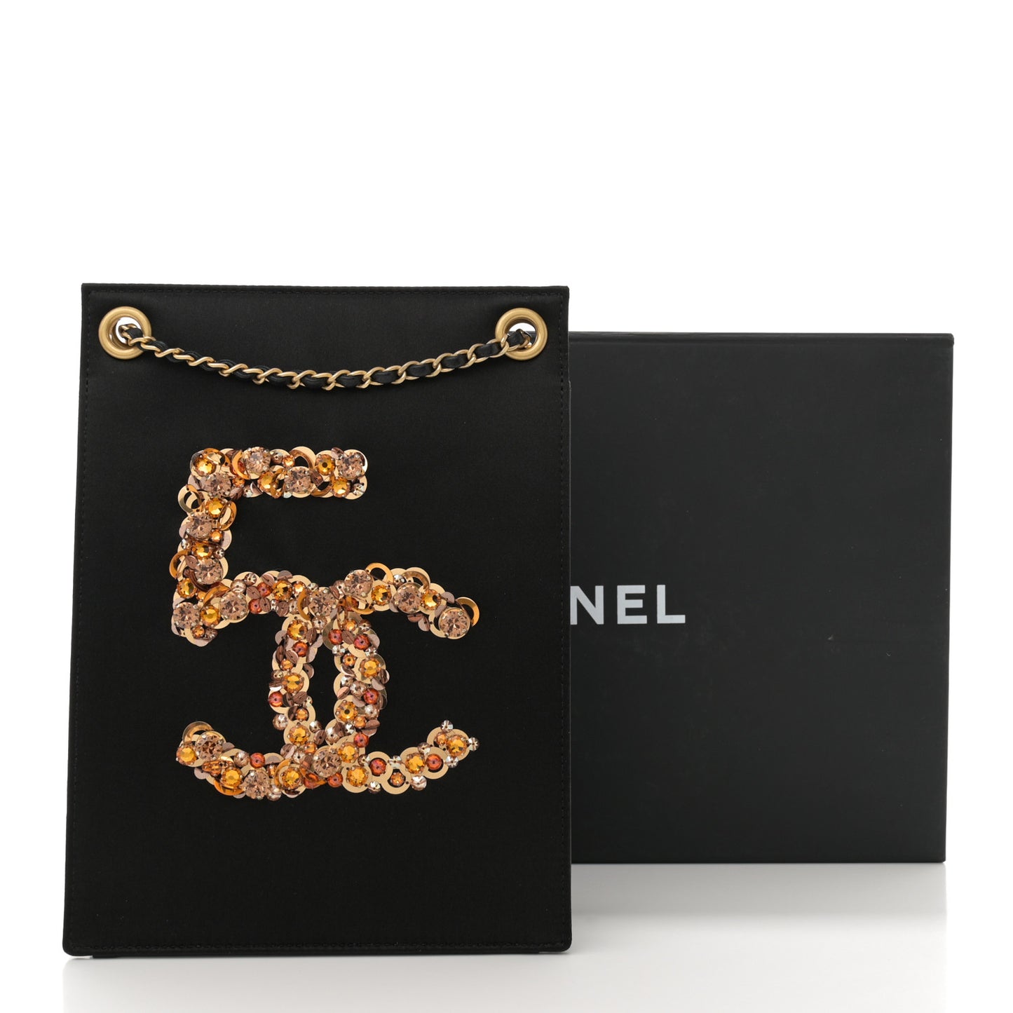 Satin Sequin No. 5 Shoulder Bag Black