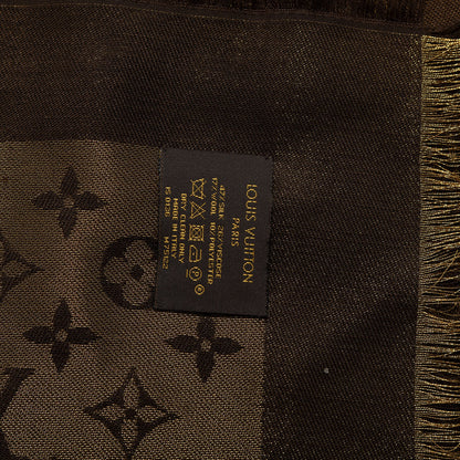 Louis Vuitton Silk Lurex Wool Monogram Shine Shawl Brown 2 of 4