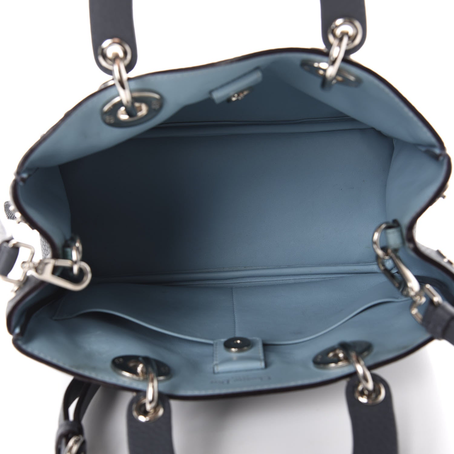 Christian Dior Bullcalf Mini Diorissimo Tote Grey Blue 6 of 11