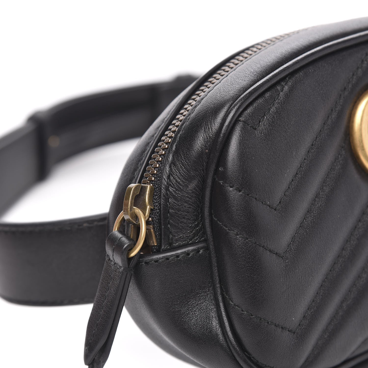 Gucci Calfskin Matelasse GG Marmont Belt Bag 85 34 Black 11 of 12