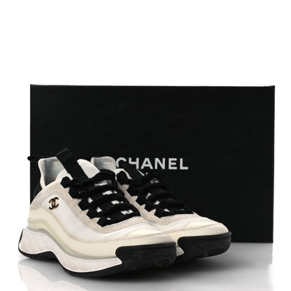 Chanel Velvet Calfskin Mixed Fibers CC Sneakers 36 Ivory Black 16 of 16