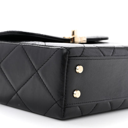 Chanel Shiny Calfskin Quilted Small CC Top Handle Box Bag Black 9 of 11