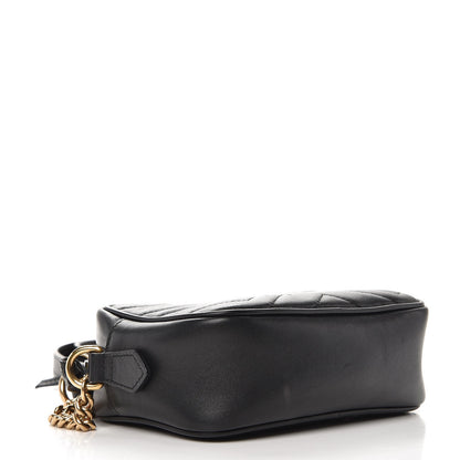 Gucci Calfskin Matelasse Mini GG Marmont Chain Shoulder Bag Black 4 of 9