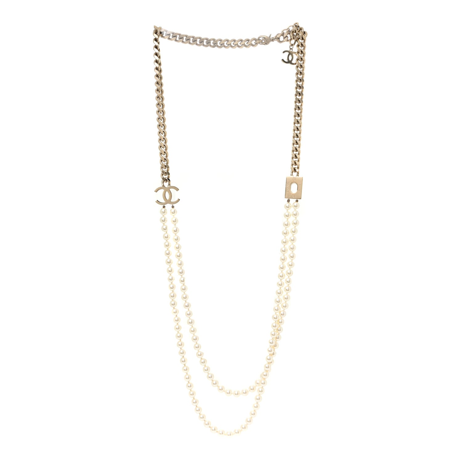 Chanel Pearl Chain CC Long Necklace Gold 3 of 6
