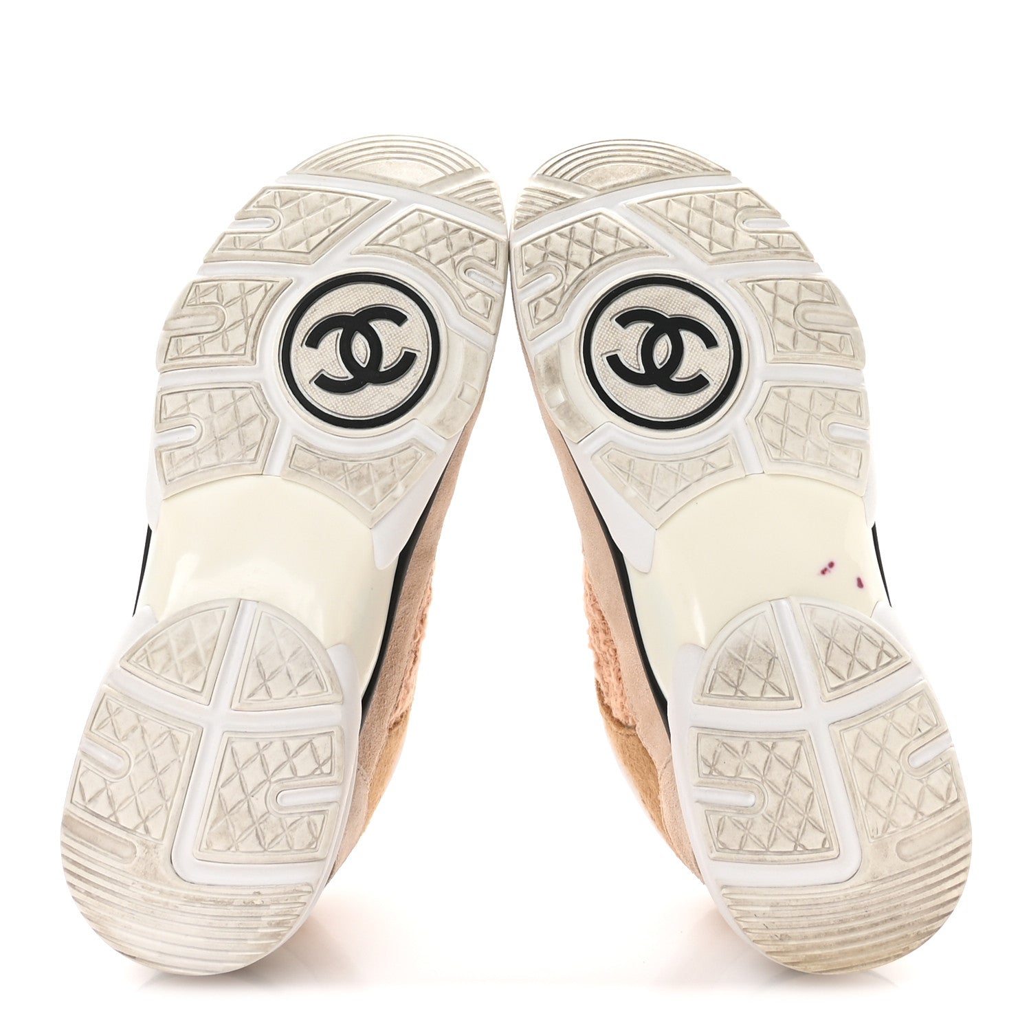Chanel Suede Tweed Felt CC Sneakers 36.5 Beige 6 of 8