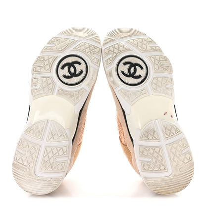Chanel Suede Tweed Felt CC Sneakers 36.5 Beige 6 of 8