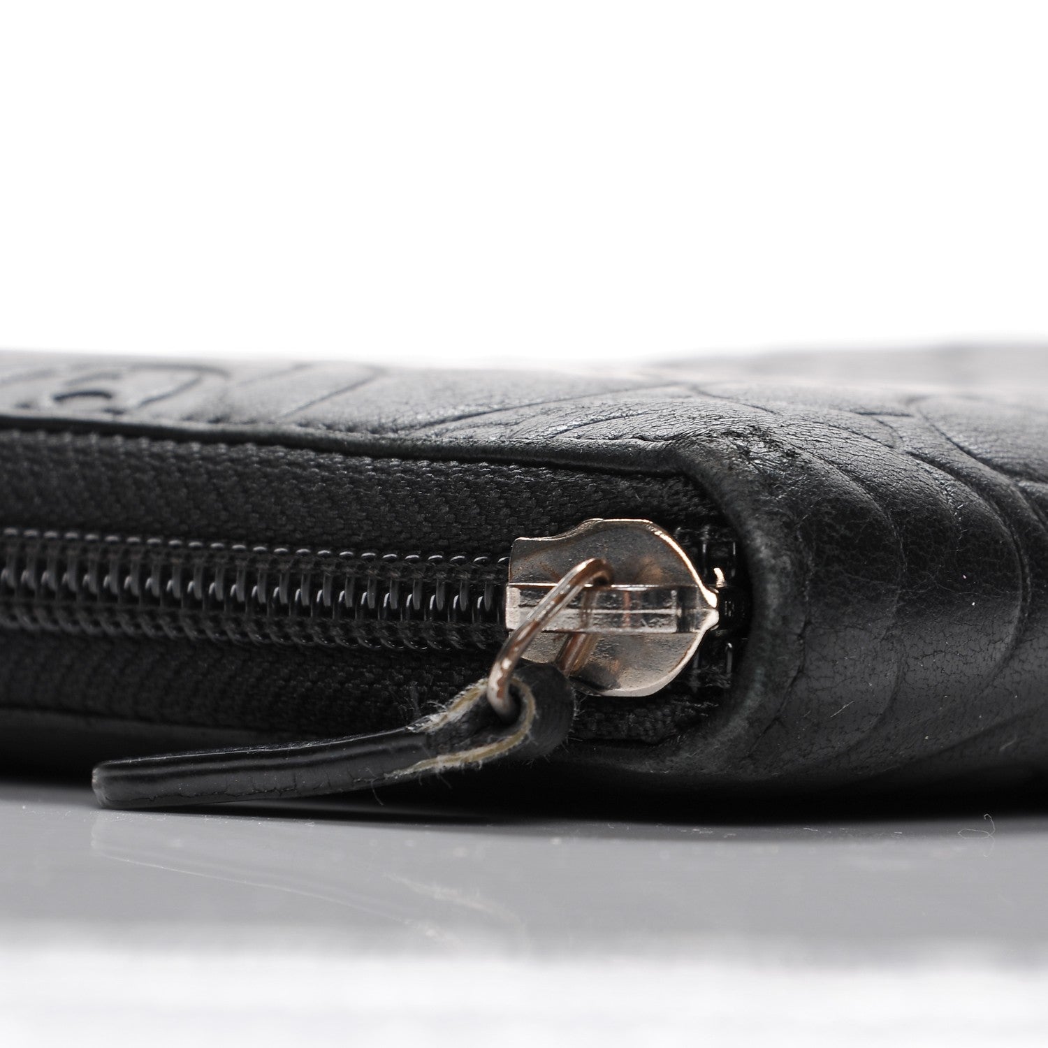 Chanel Lambskin Camellia Embossed Zip Around Organizer Wallet Black 5 of 10