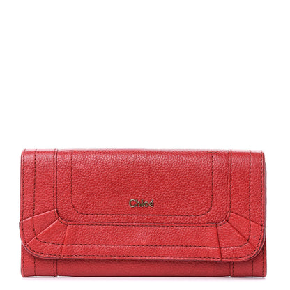 Chloe Grained Calfskin Paraty Continental Wallet Red 1 of 15