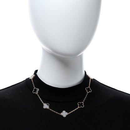 Van Cleef & Arpels 18K Yellow Gold Black Onyx 10 Motifs Vintage Alhambra Necklace 2 of 5