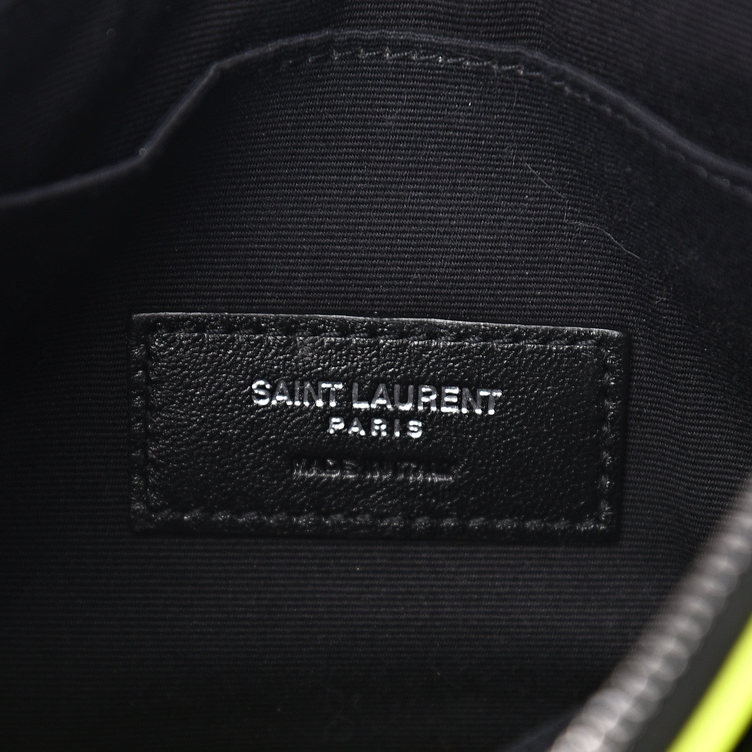 Saint Laurent Patent Grain De Poudre Matelasse Chevron Monogram Bill Pouch Neon Yellow 5 of 9