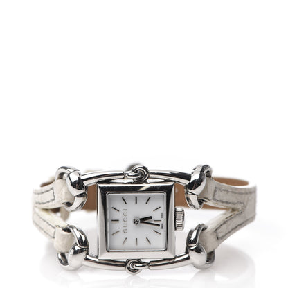 Gucci Stainless Steel Alligator Mother of Pearl 20mm Signoria Quartz Watch 3 of 9