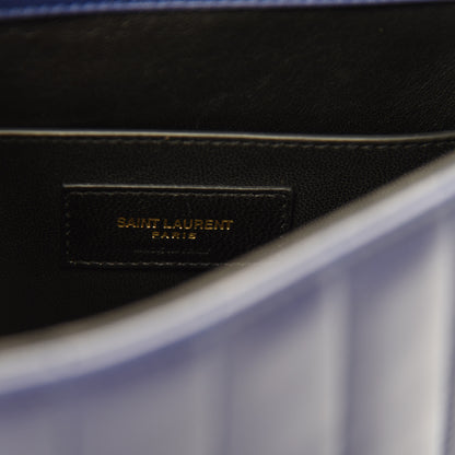 Saint Laurent Lambskin Matelasse Monogram Medium Vicky Chain Bag Blue 9 of 11