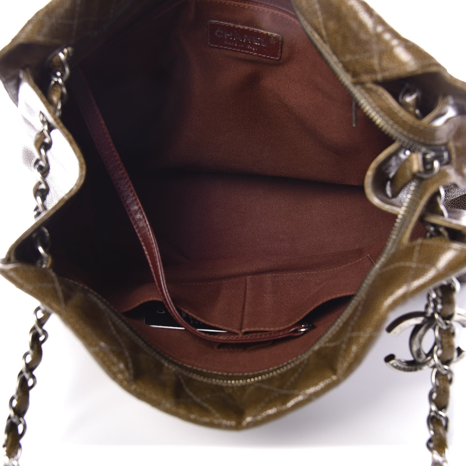 Chanel Glazed Caviar Quilted Tote Brown 5 of 10
