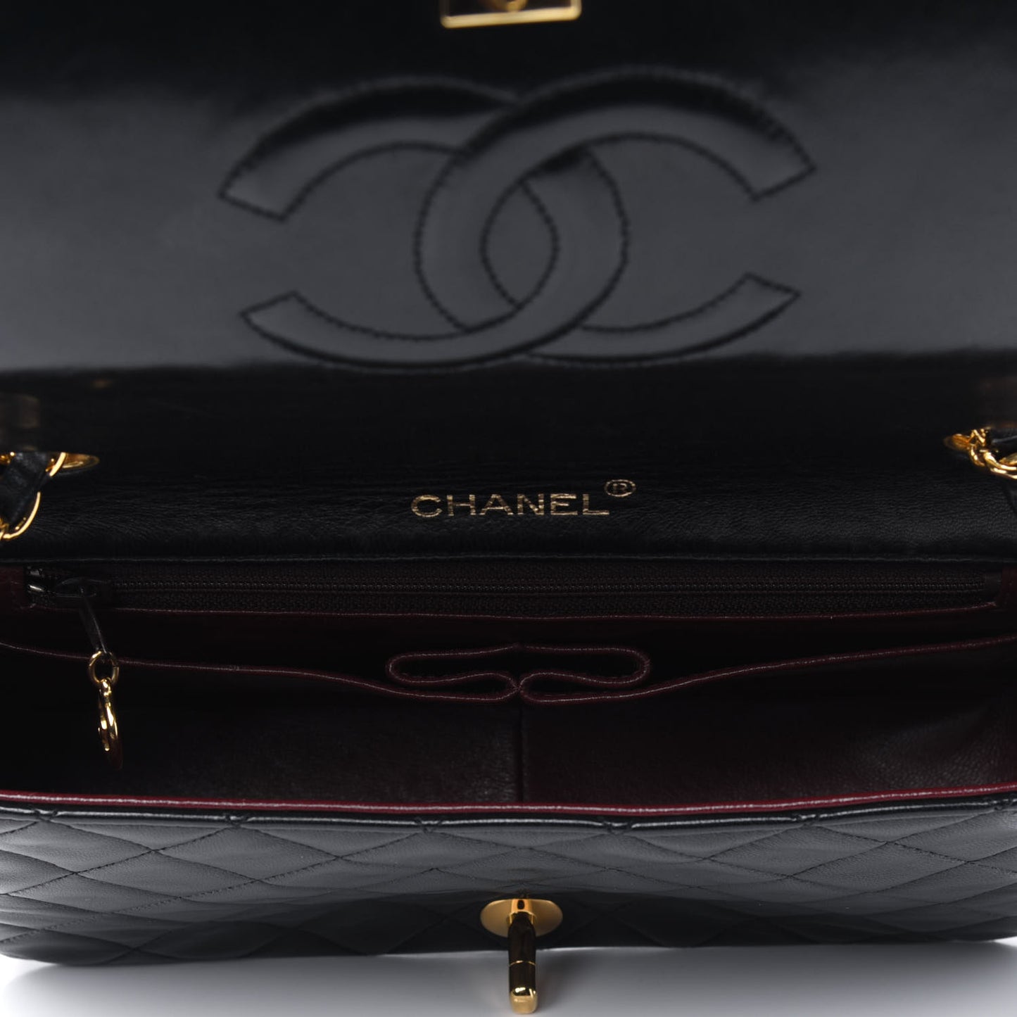 Lambskin Quilted Medium Single Flap Black