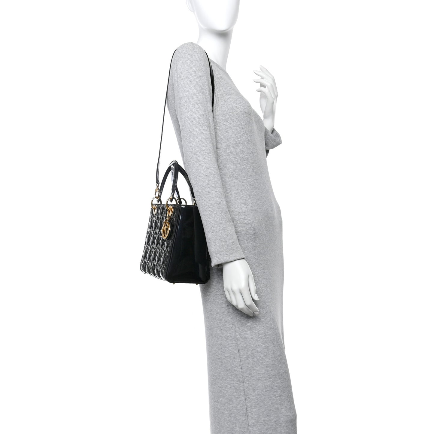 Patent Cannage Medium Lady Dior Black