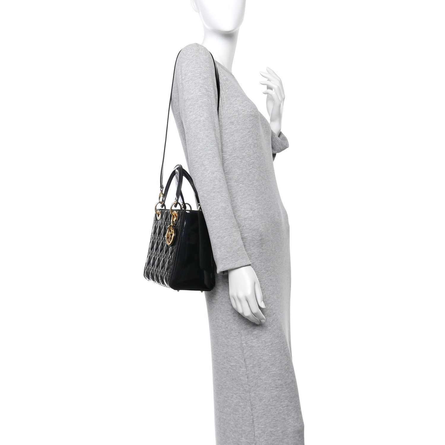 Christian Dior Patent Cannage Medium Lady Dior Black 2 of 10