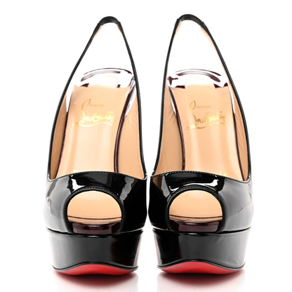 Christian Louboutin Patent Lady Peep Sling 150 Pumps 35.5 Black 2 of 8