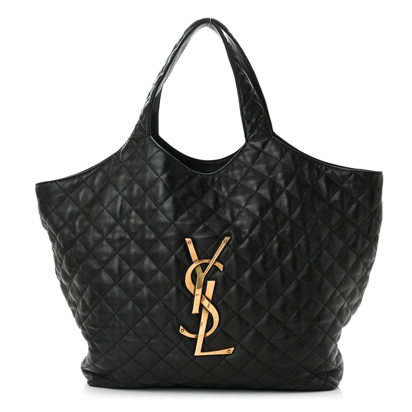 Lambskin Quilted Maxi Icare Shopping Tote Black