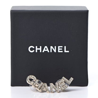 Chanel Crystal Pearl Signature Stud Earrings Gold 5 of 5