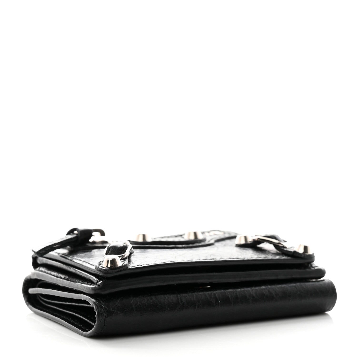 Balenciaga Agneau Arena Classic Silver Hardware Mini Wallet Black 4 of 10