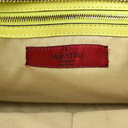 Valentino Garavani Vitello Rockstud Double Handle Tote Yellow Fluo 5 of 20