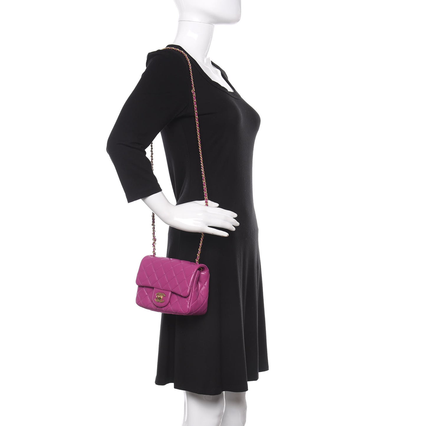 Lambskin Quilted Mini Pearl Crush Flap Purple