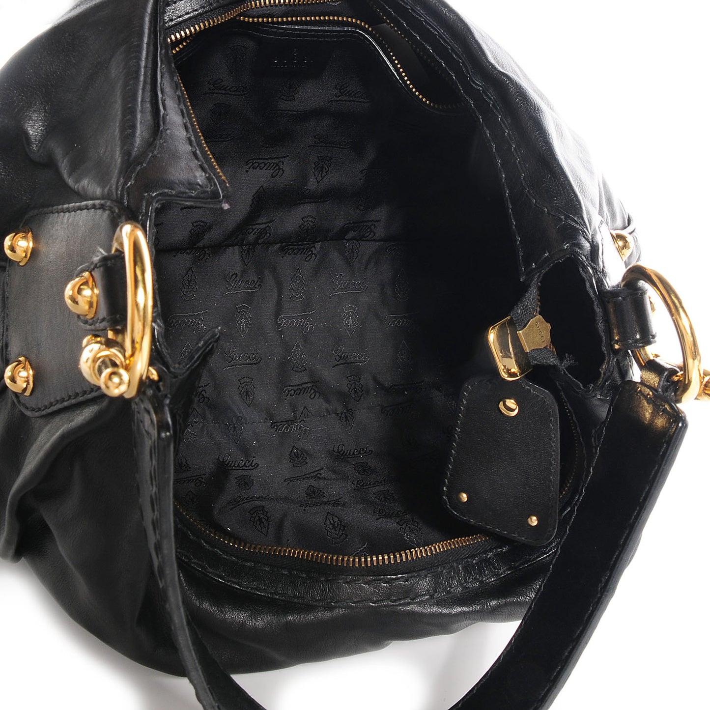Leather Medium Jockey Hobo Black