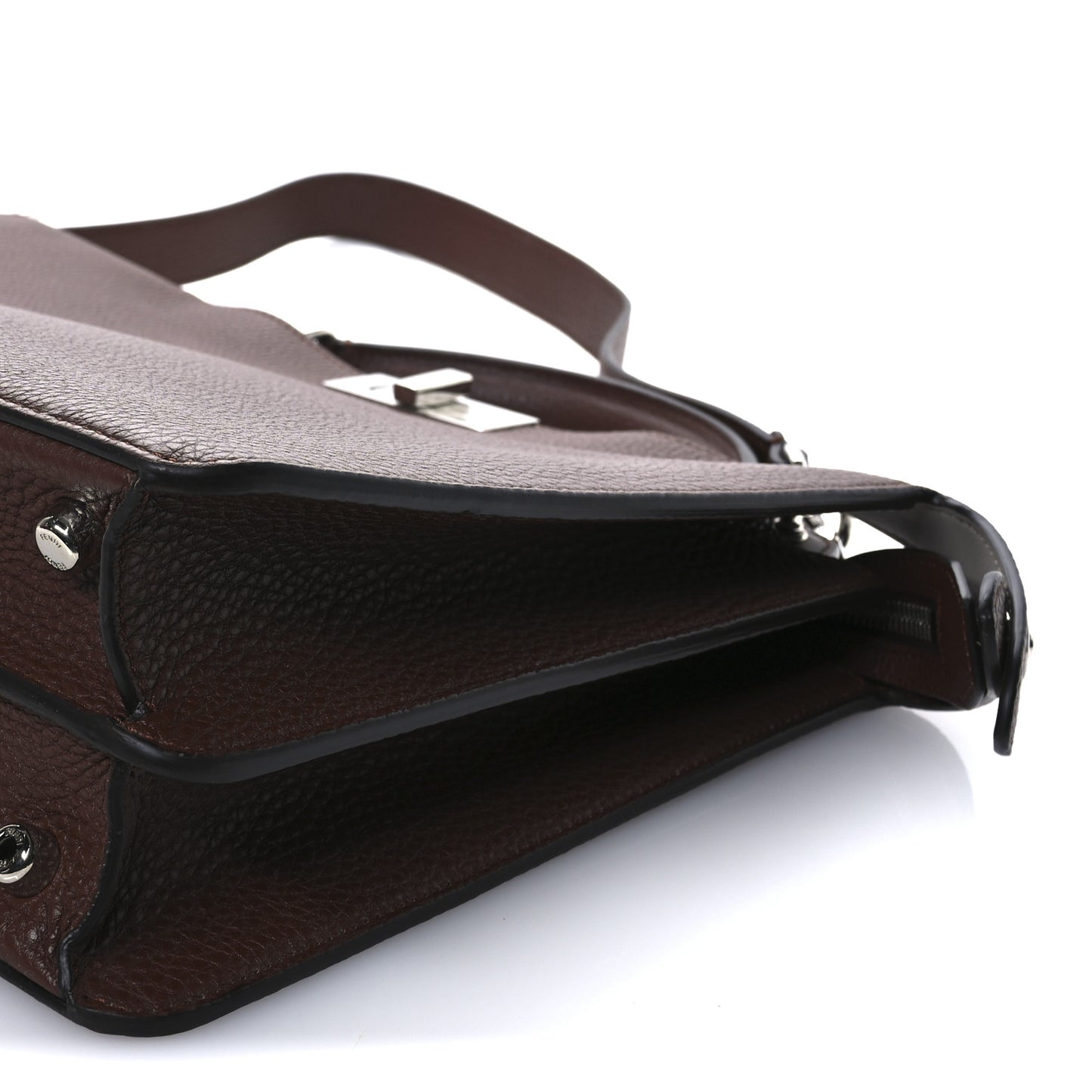 Cuoio Romano Vitello Cover Glazed Fabric Bi-Color FF 1974 Medium Peekaboo I SEE U Satchel Ghianda Saddler Tobacco Moro