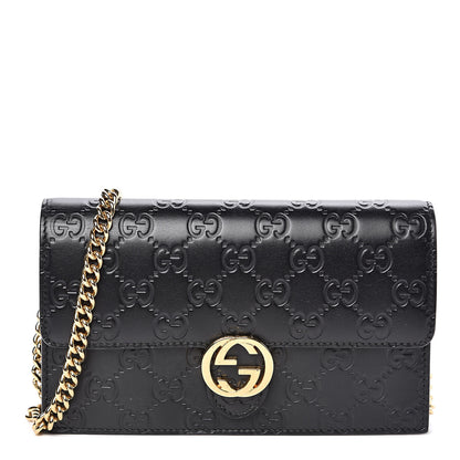 Gucci Guccissima Icon Chain Wallet Black 1 of 14