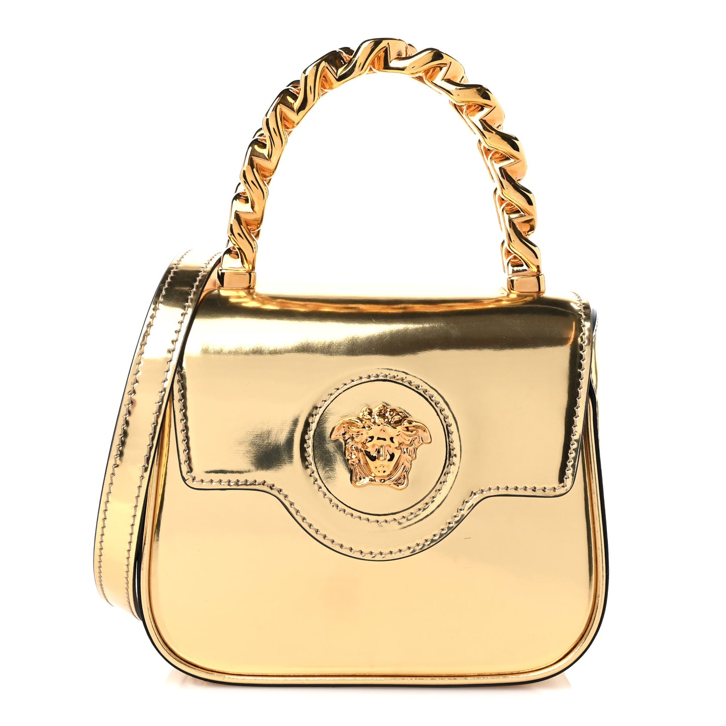 Metallic Calfskin Mini La Medusa Bag Gold