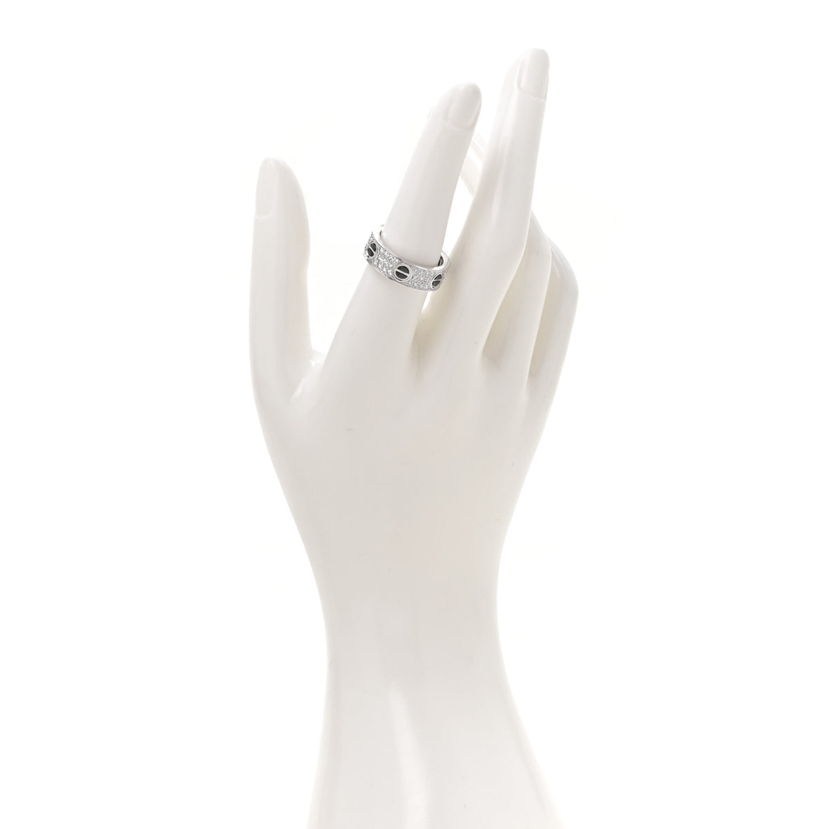 Cartier 18K White Gold Diamond Ceramic LOVE Paved Ring 55 7.25 2 of 5