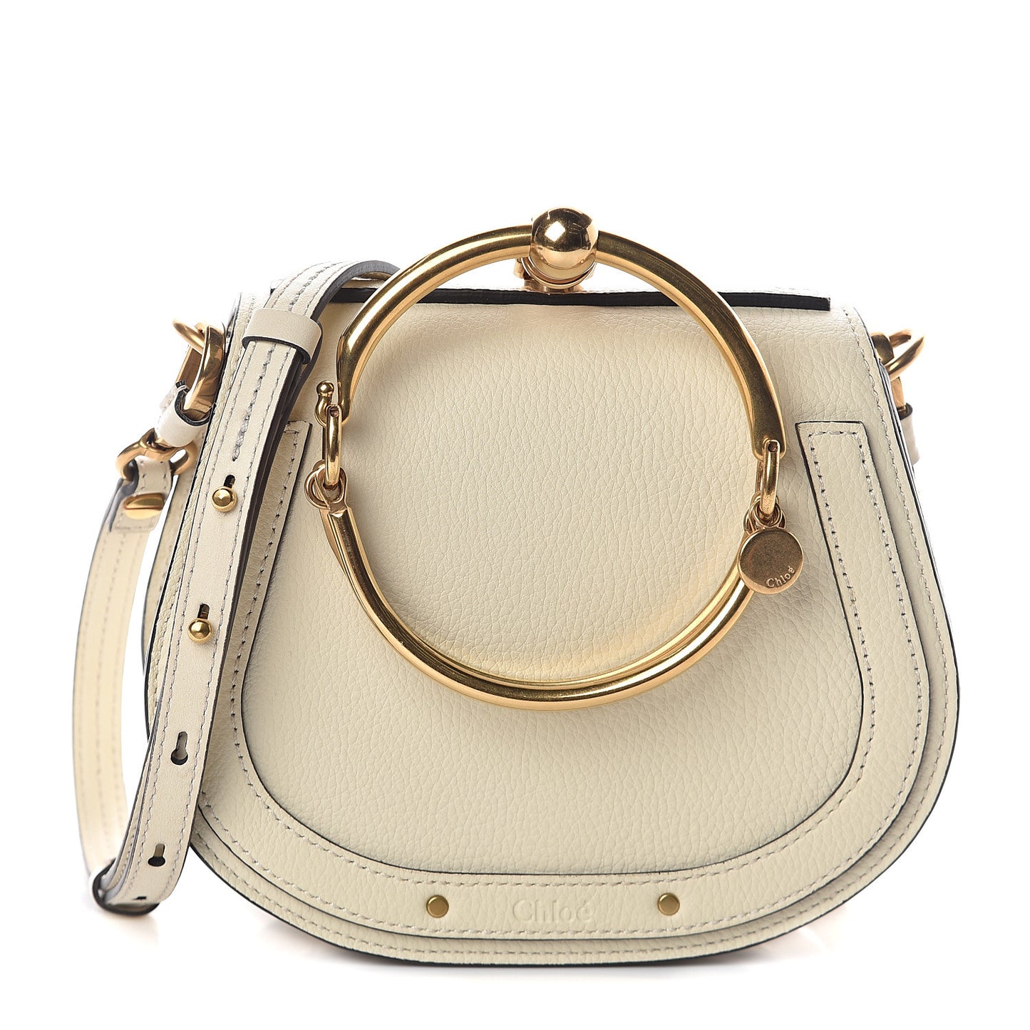 Calfskin Suede Small Nile Bracelet Bag Off White