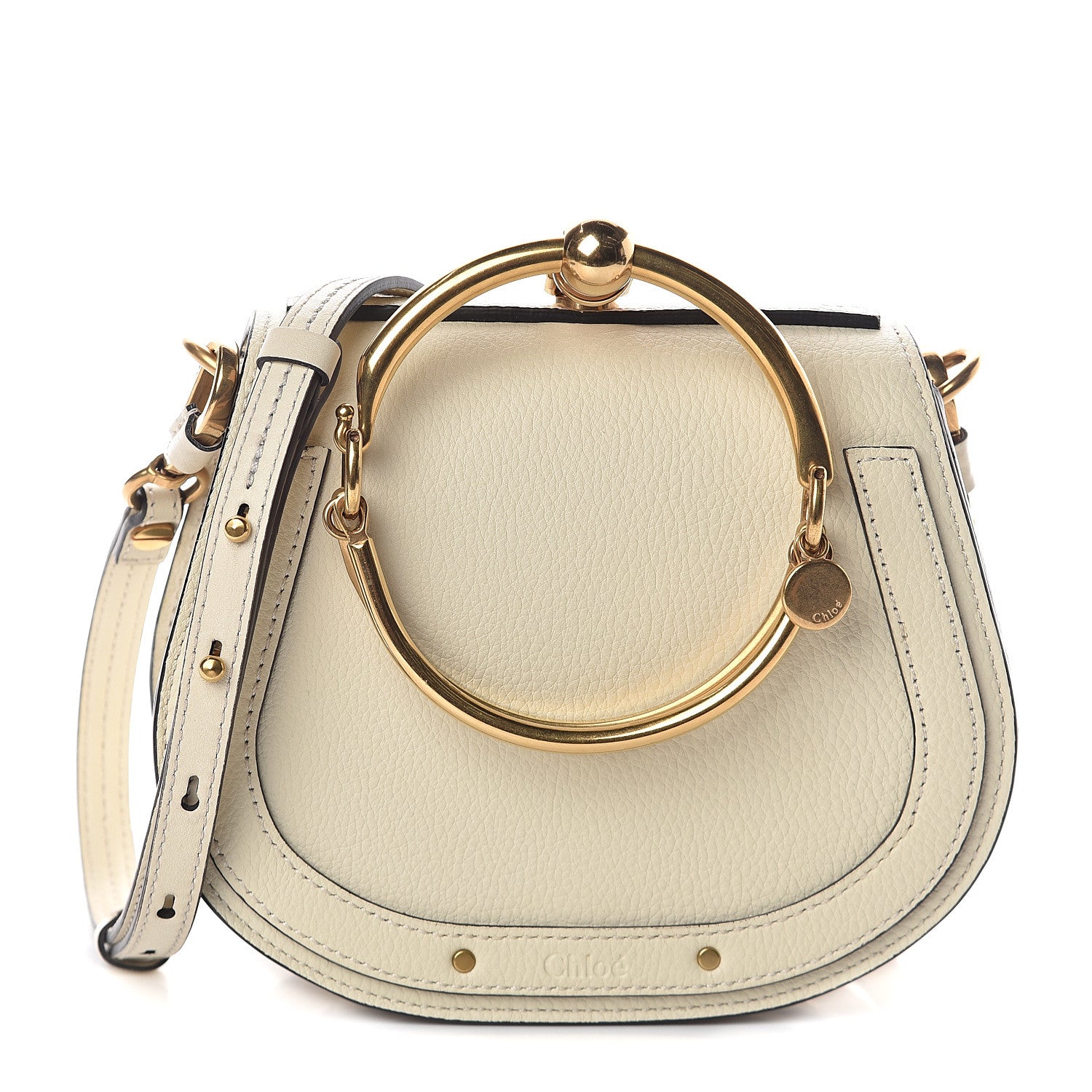 Chloe Calfskin Suede Small Nile Bracelet Bag Off White 1 of 8