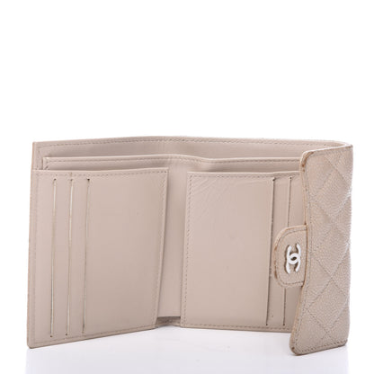 Chanel Iridescent Caviar Quilted Flap Card Holder Wallet Beige 4 of 13