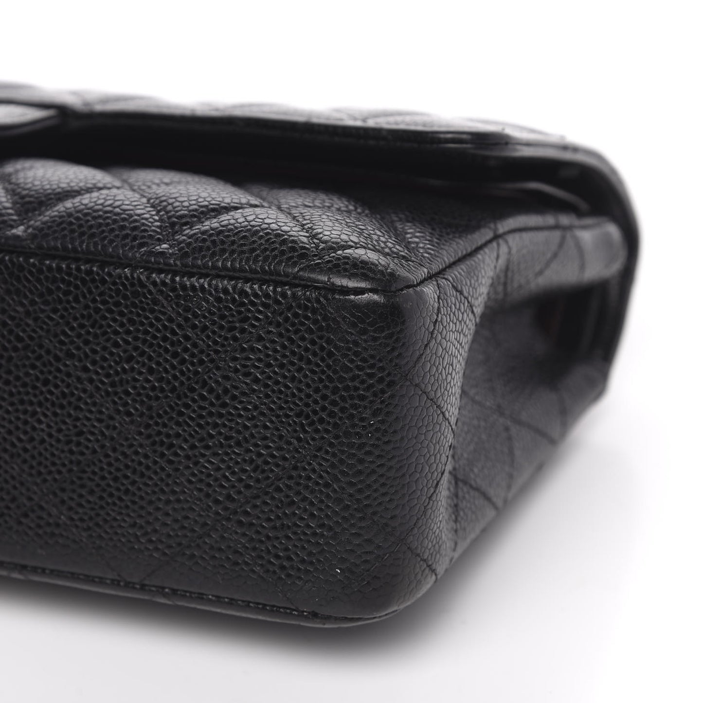 Caviar Quilted Medium Double Flap Black