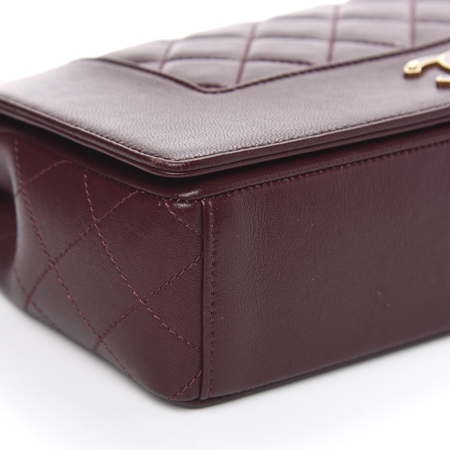 Chanel Sheepskin Quilted Vintage Mademoiselle Flap Dark Red 9 of 14
