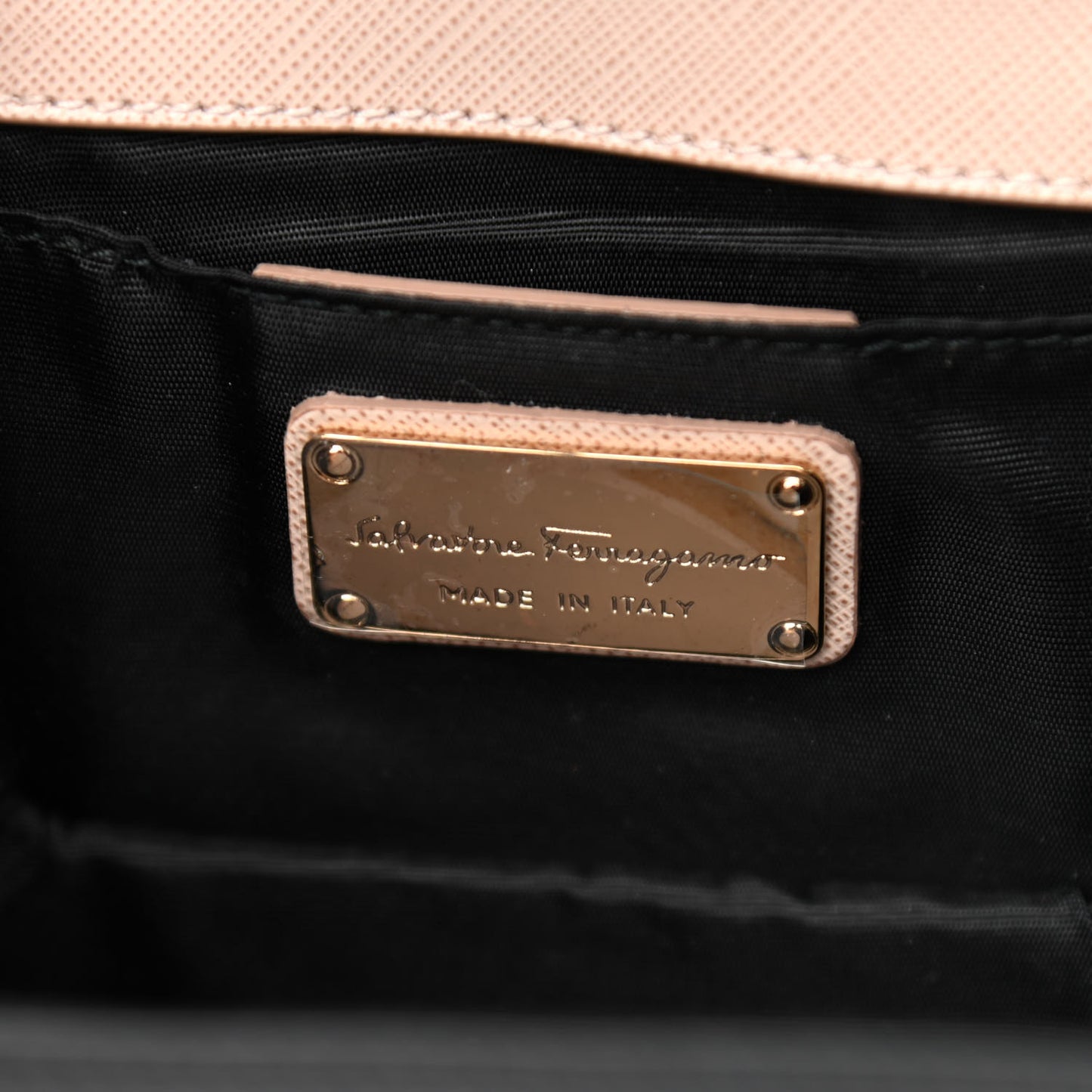 Printed Calfskin Ginny Crossbody Bag Black Beige