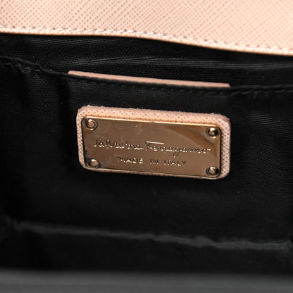Salvatore Ferragamo Printed Calfskin Ginny Crossbody Bag Black Beige 7 of 9