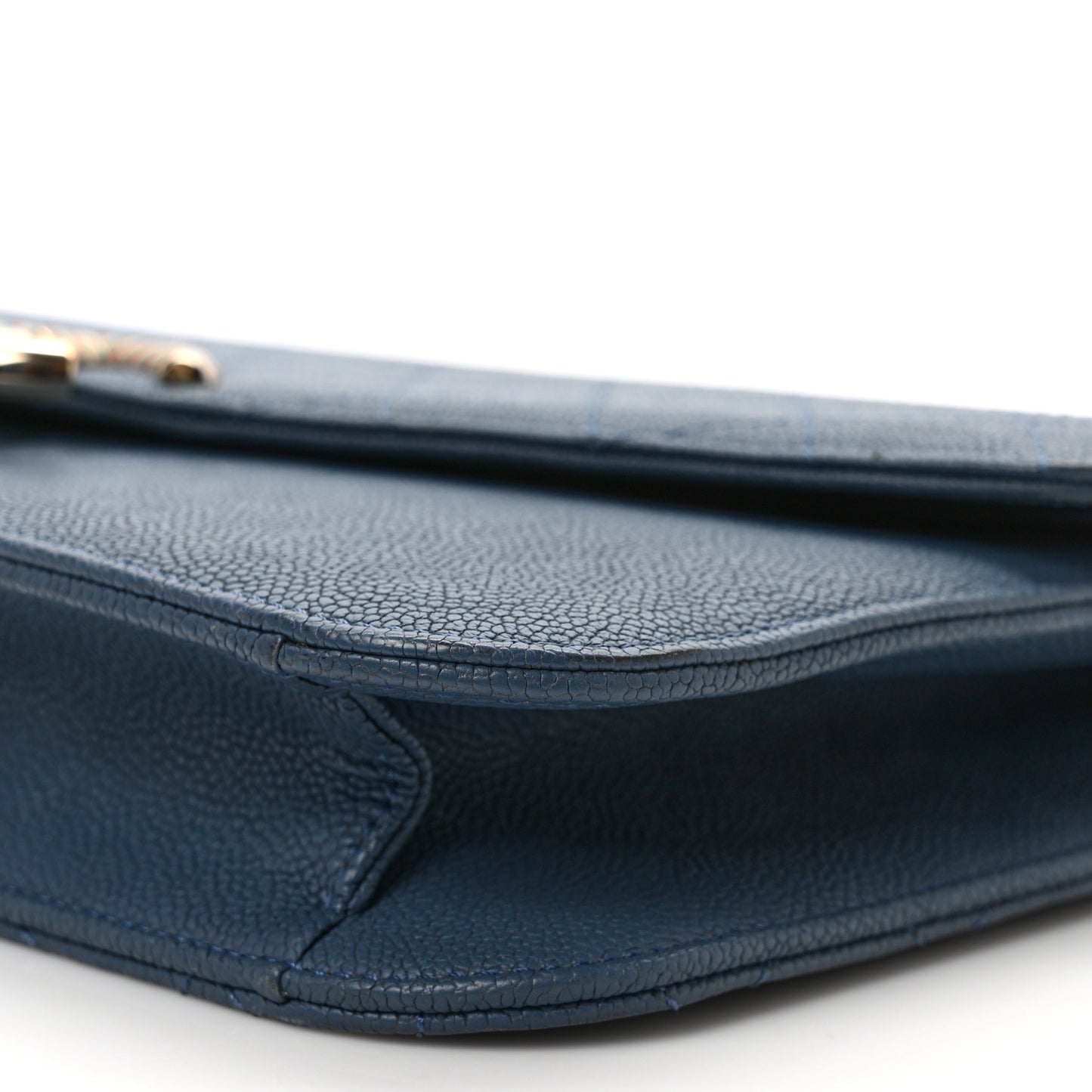 Grained Calfskin Quilted Cuba Flap Blue