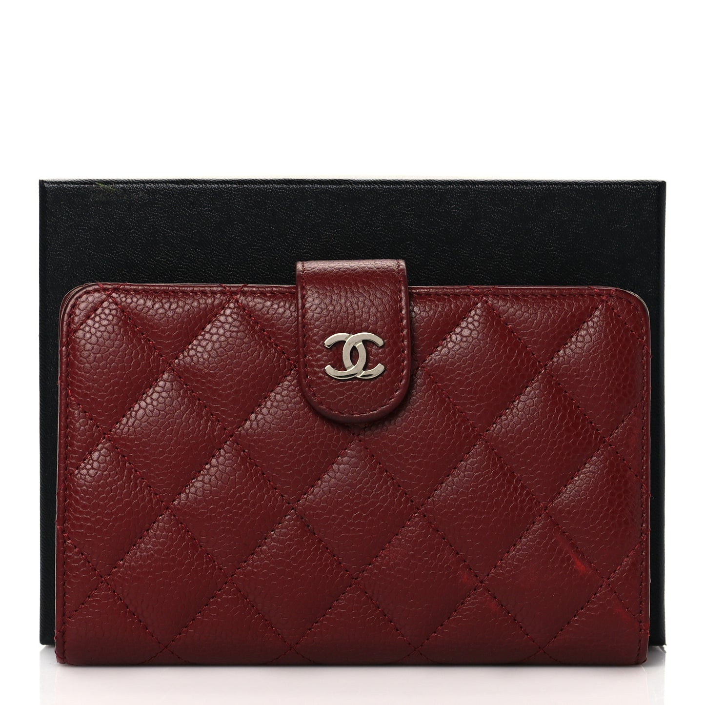 Caviar Quilted Zipped Pocket Wallet Red