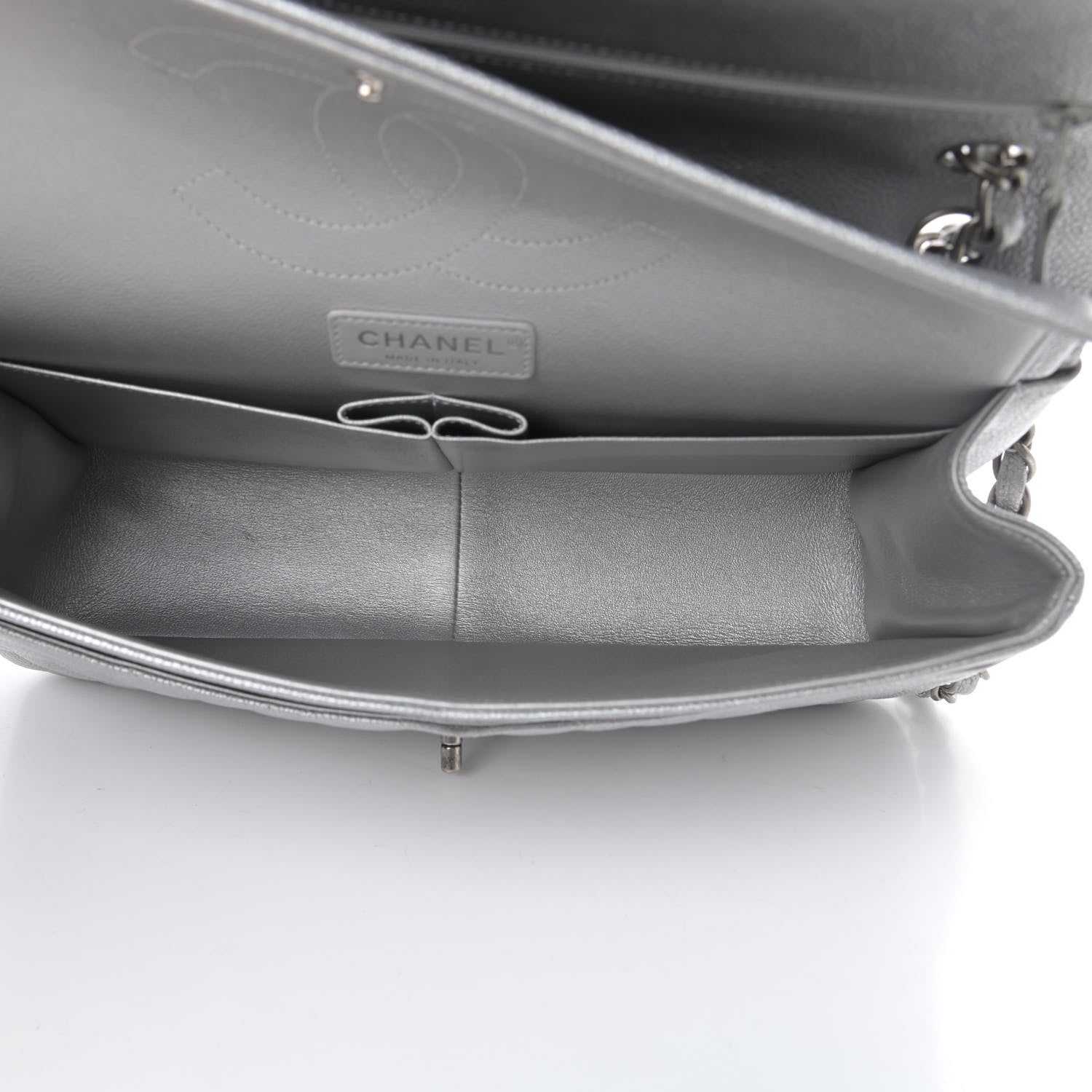 Chanel Metallic Caviar Quilted Jumbo Double Flap Silver 5 of 13